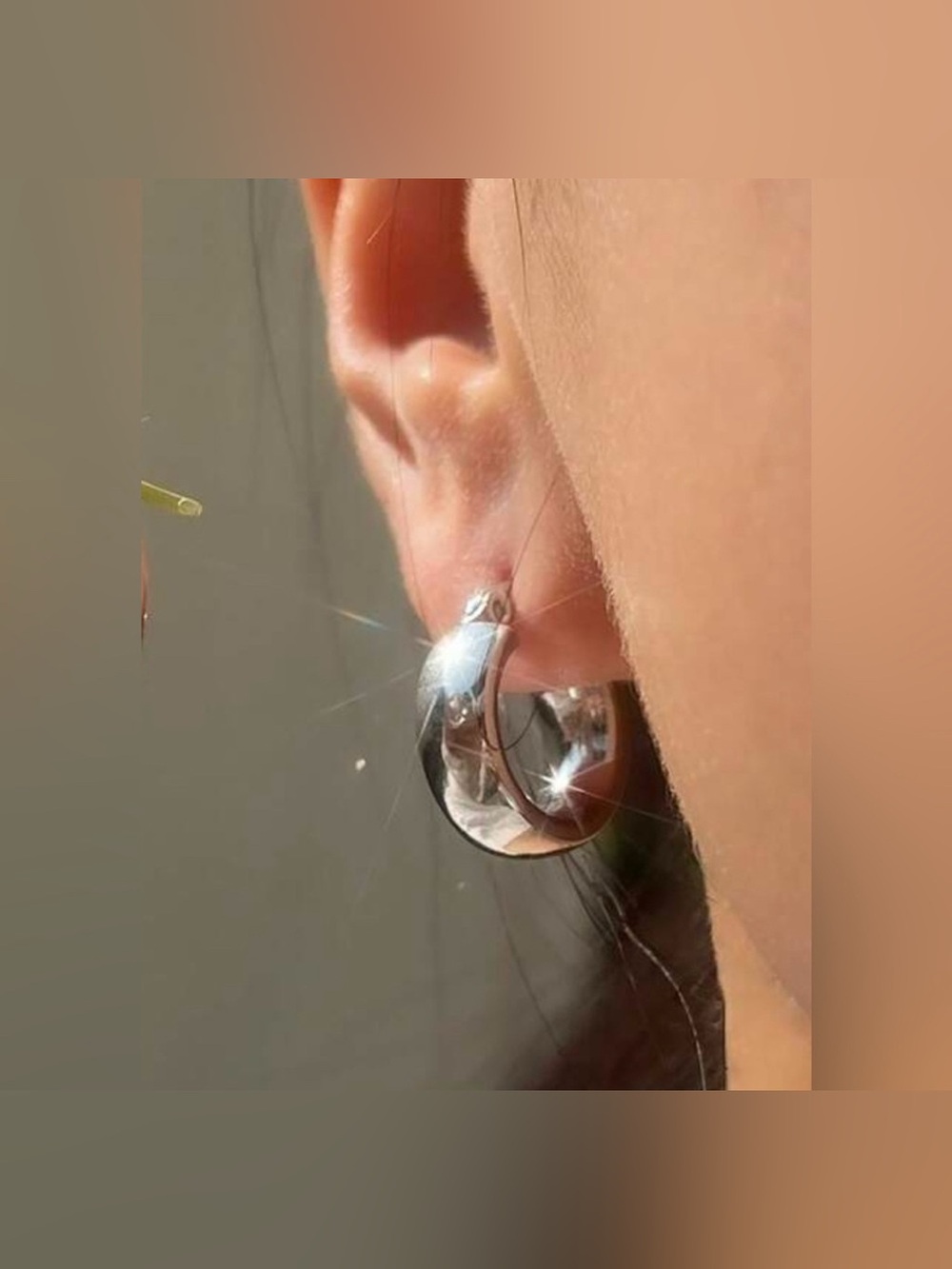 Silver Plated Stainless Steel Mini Hoop Earrings Chunky Huggie
